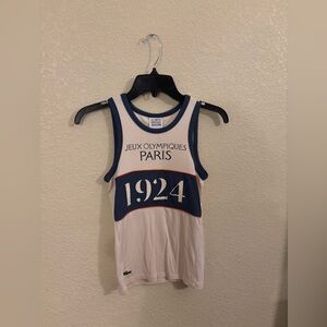 Lacoste Olympic Heritage Collection Tank Top - Cream and Blue, Sz XS